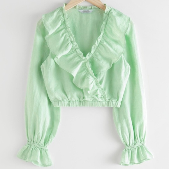 [Brand New] & Other Stories Linen Ruffled Crop Top - US 6 / EUR 38 - Picture 2 of 7